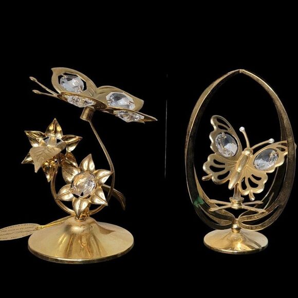 Vintage Crystal Delight Brass 24K Gold Plated Figurines (Set of 2) - Picture 4 of 9